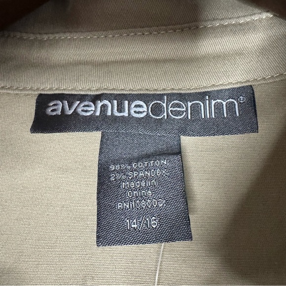 Avenue Tan Ruffle Button Front Trucker Jacket Size 14 16 Grunge Street Style - Picture 7 of 14